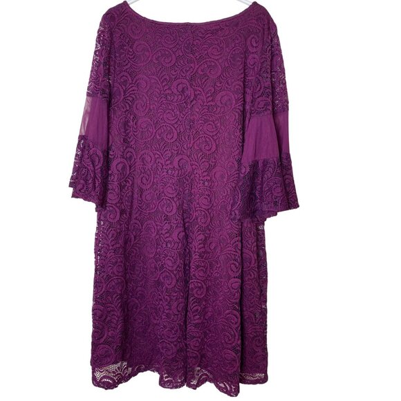 Lane Bryant Lace Bell-Sleeve Dress Plus Size 18/20 Purple - Picture 2 of 8